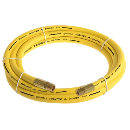 Continental 3/8" x 25' Yellow EPDM Rubber Air Hose, 250 PSI, 1/4" MNPT x FNPSM HZY03825-25-33